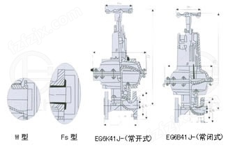 EG6K/B41J-6/10/16型 气动衬胶隔膜阀、气动衬氟隔膜阀 外形尺寸图