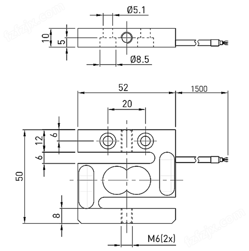  拉压力传感器F2806系列量程尺寸图